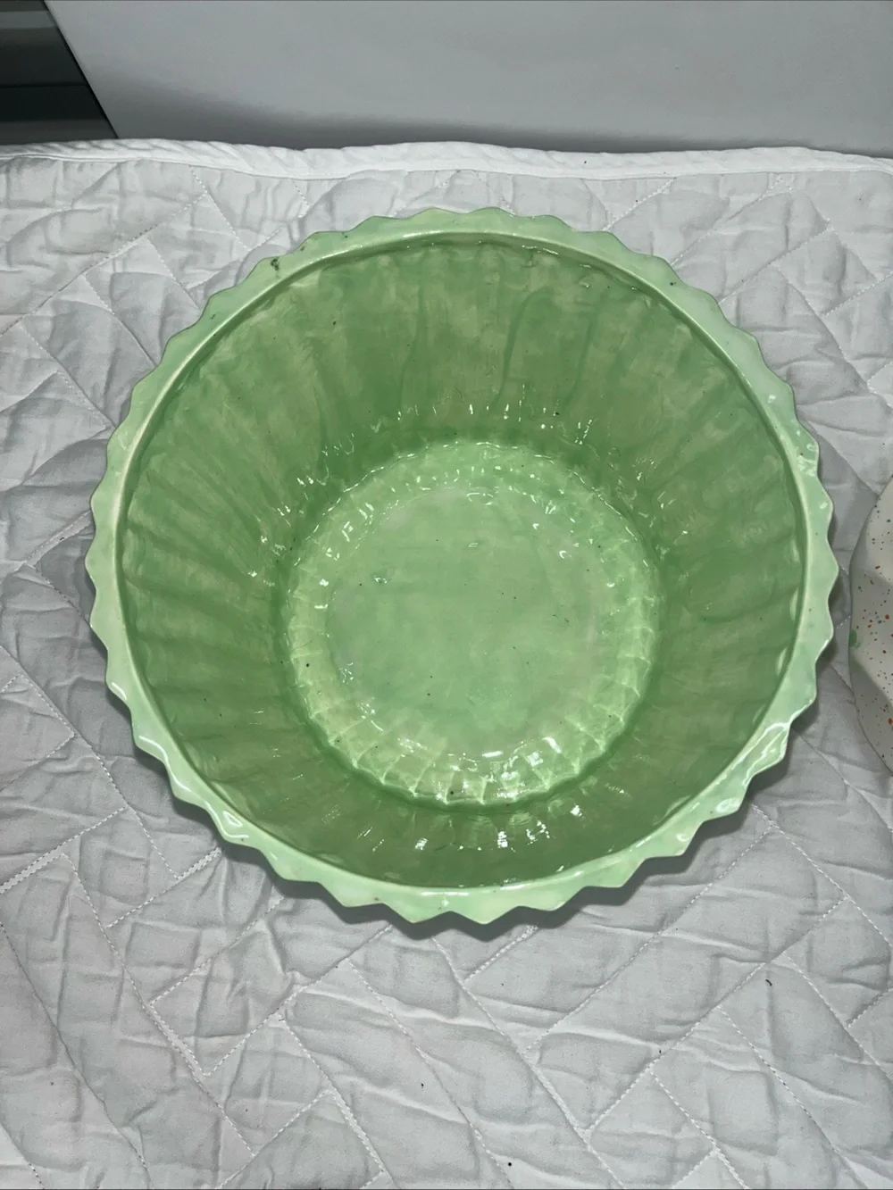 Vintage MCM Ceramic Cupcake Treat Jar - Green with White Frosting and Red Cherry